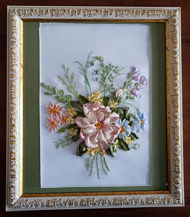 Стрелкова Надежда, 13 лет, Букет цветов, вышивка лентами, ленты, нарушение зрения